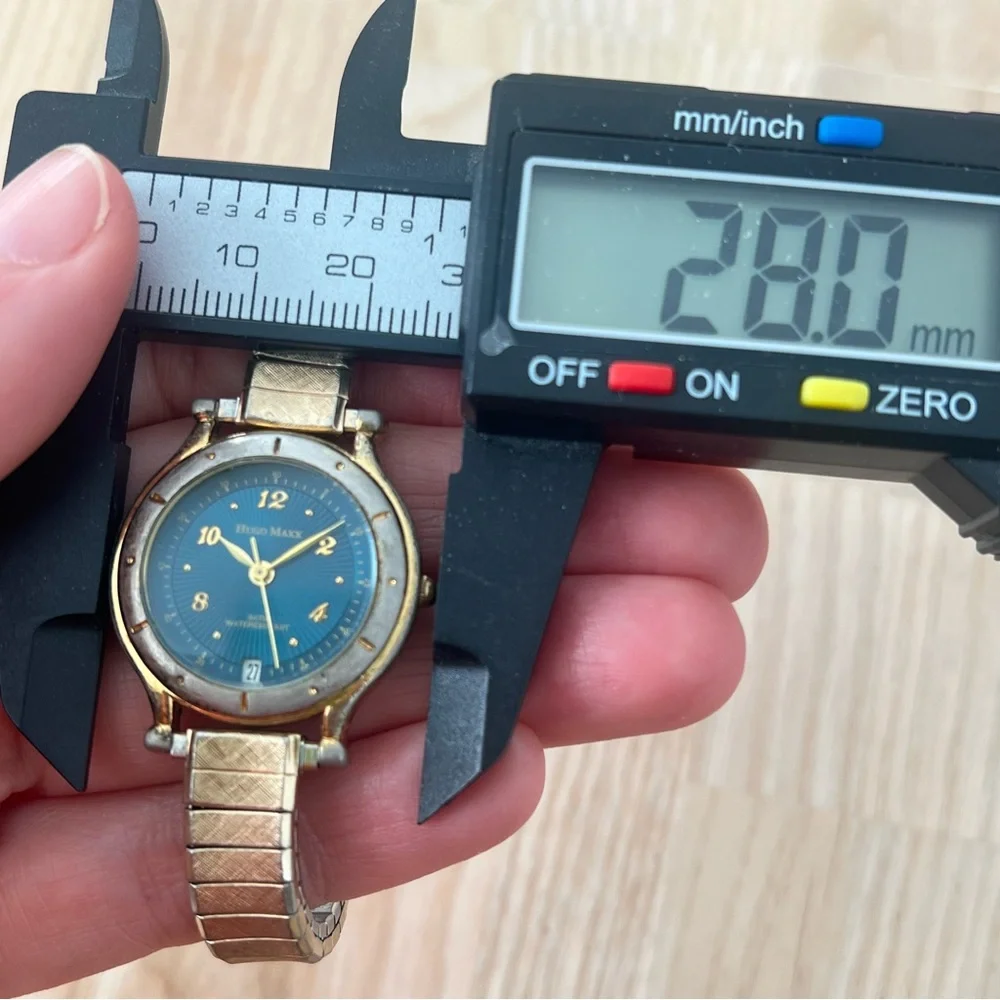 Vintage Hugo Maxx ladies green teal dial gold plated watch NEW BATTERY